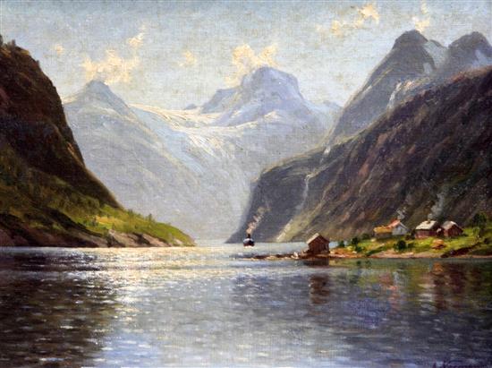 Emma Normann (1871-1954) Fjord in Summertime, 9 x 12in.